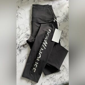 Tavi ROWW HOUSE High Waisted 7/8 Legging Grey with Metallic Logo Size Large NWT